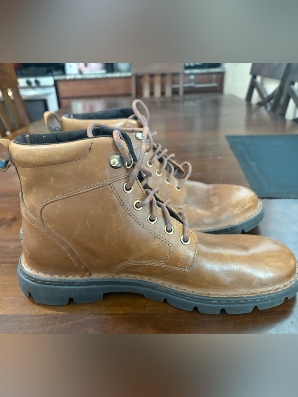 Men's Rockport Tan Leather Lace-Up Work Boots